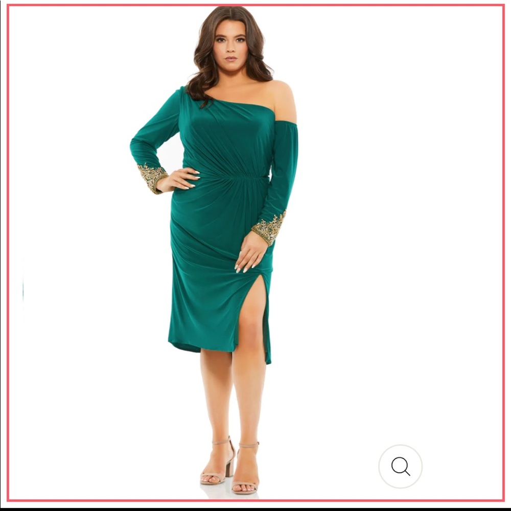 NWT MAC DUGGAL EMBELLISHED CUFF DROP SHOULDER MIDI DRESS